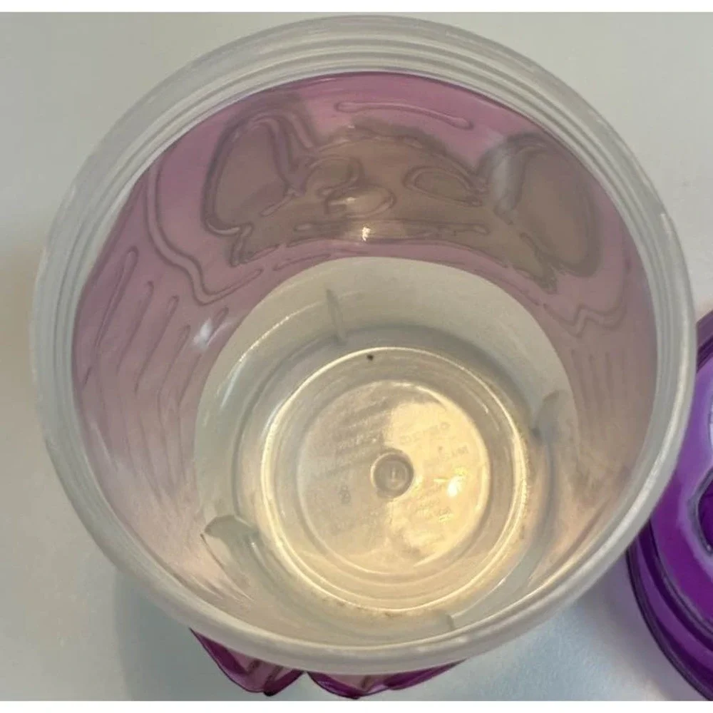 Chuck E Cheese Purple Souvenir Cup Removable Sleeve‎ Lid 2021 Flawed Straw